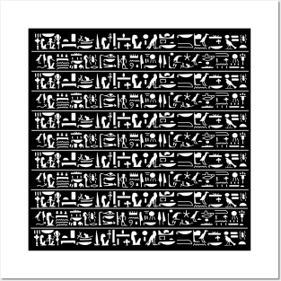 Ancient Egypt hyeroglyphs White pattern repeat Posters and Art